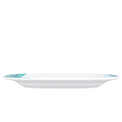 Royalford 14" Melamine Ware Super Rays Oval Plate - Pasta Plates | Plate with Playful Classic Decoration, Dishwasher Safe | Ideal for Soup, Desserts, Ice Cream & More| Green