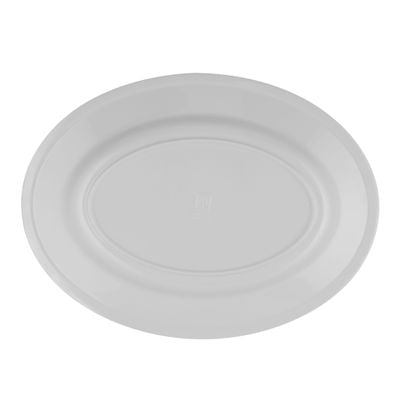 Royalford Melamineware Oval Plate, 14" Dinner/ Serving Plate, RF10859 | Plate with Classic Design | White Deep Soup Plate | Ideal for Soup, Desserts, Ice Cream & More