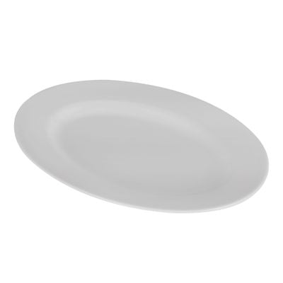 Royalford Melamineware Oval Plate, 14" Dinner/ Serving Plate, RF10859 | Plate with Classic Design | White Deep Soup Plate | Ideal for Soup, Desserts, Ice Cream & More