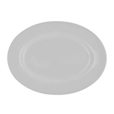 Royalford Melamineware Oval Plate, 14" Dinner/ Serving Plate, RF10859 | Plate with Classic Design | White Deep Soup Plate | Ideal for Soup, Desserts, Ice Cream & More
