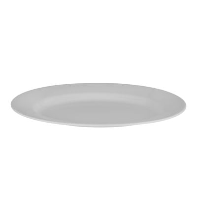 Royalford Melamineware Oval Plate, 14" Dinner/ Serving Plate, RF10859 | Plate with Classic Design | White Deep Soup Plate | Ideal for Soup, Desserts, Ice Cream & More