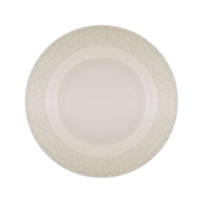 Royalford RF4487 10" Melamine White Pearl Dinner Plate Plate - Soup Deep Plate Pasta Plate | Plate with Playful Classic Decoration, Dishwasher Safe | Ideal for Soup, Deserts, Ice Cream & More