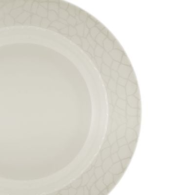 Royalford RF4487 10" Melamine White Pearl Dinner Plate Plate - Soup Deep Plate Pasta Plate | Plate with Playful Classic Decoration, Dishwasher Safe | Ideal for Soup, Deserts, Ice Cream & More