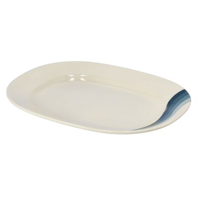 Royalford 14" Melamine Ware Super Rays Oval Plate - Pasta Plates | plate with playful Classic decoration, dishwasher safe | Ideal for Soup, Desserts, Ice Cream & More (Green)