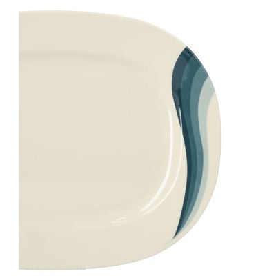 Royalford 14" Melamine Ware Super Rays Oval Plate - Pasta Plates | plate with playful Classic decoration, dishwasher safe | Ideal for Soup, Desserts, Ice Cream & More (Green)