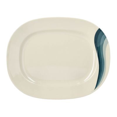 Royalford 14" Melamine Ware Super Rays Oval Plate - Pasta Plates | plate with playful Classic decoration, dishwasher safe | Ideal for Soup, Desserts, Ice Cream & More (Green)