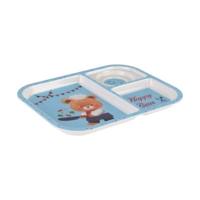 Royalford Baby Plate- RF11932| With 3 Compartments, High-Quality Melamine Plate for Baby and Toddlers| 100% Food-Grade, Non-Toxic, Odorless with Durable| Light-Weight and Attractive Design| Blue