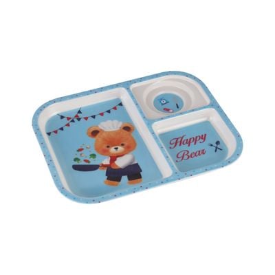 Royalford Baby Plate- RF11932| With 3 Compartments, High-Quality Melamine Plate for Baby and Toddlers| 100% Food-Grade, Non-Toxic, Odorless with Durable| Light-Weight and Attractive Design| Blue