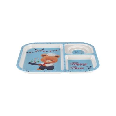 Royalford Baby Plate- RF11932| With 3 Compartments, High-Quality Melamine Plate for Baby and Toddlers| 100% Food-Grade, Non-Toxic, Odorless with Durable| Light-Weight and Attractive Design| Blue