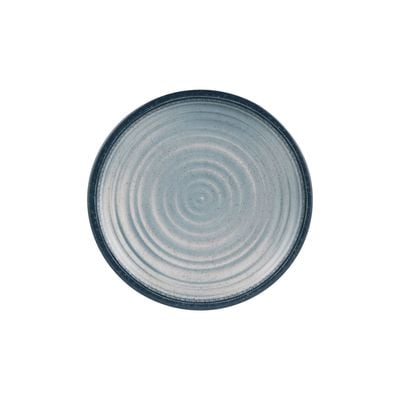 Royalford 8.5" Fine Stone Melamineware Flat Plate- RF12373/ Elegant Color, Perfect for Entrees, Pasta, Salads, Desserts, Sandwiches, Steaks, Main Course Meals/ Lightweight Flatware, Serveware, Dishwasher-Safe and Microwave Safe / Blue and white