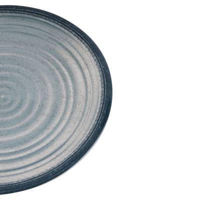 Royalford 8.5" Fine Stone Melamineware Flat Plate- RF12373/ Elegant Color, Perfect for Entrees, Pasta, Salads, Desserts, Sandwiches, Steaks, Main Course Meals/ Lightweight Flatware, Serveware, Dishwasher-Safe and Microwave Safe / Blue and white