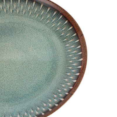 Royalford 10.3" Fine Stone Melamineware Dinner Plate- RF12382/ Light-Weight and Food-Grade Plates with Elegant Design/ Perfect for Serving and Eating Main Course Meals, Dishwasher Safe/ Blue and brown