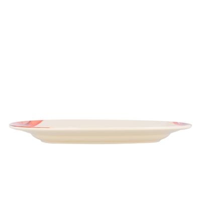 Royalford 14" Melamine Ware Super Rays Oval Plate - Pasta Plates | plate with playful Classic decoration, dishwasher safe | Ideal for Soup, Desserts, Ice Cream & More| Brown