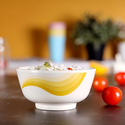 Royalford 4.5" Melamine Ware Super Rays Round Bowl - Portable, Lightweight Bowl Breakfast Cereal Dessert Serving Bowl | Dishwasher & Microwave Safe | Ideal for Rice, Pasta, Deserts, Icecream & More (Orange)