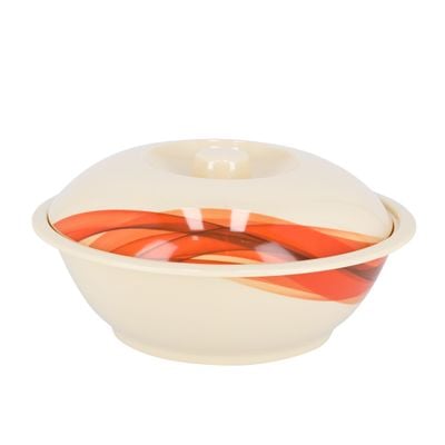 Royalford 10" Melamine Ware Super Rays Bowl with Lid - Portable, Lightweight Bowl Breakfast Cereal Dessert Serving Bowl | Ideal for Rice, Pasta, Deserts, Icecream & More| Brown