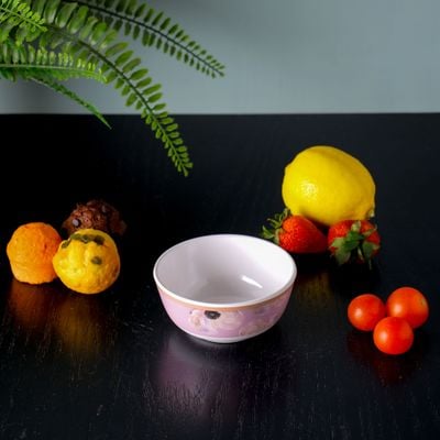 Royalford 3.75" Bowl- RF11785| Premium-Quality Melamineware, Food-Grade, Light-Weight Bowl, Perfect for Serving Snacks, Salads, Noodles, Cereals| Elegant White Color with Floral Print| Dishwasher Safe and Chip Resistant| White and Pink