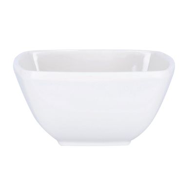 Royalford 4.0" Melamineware Square Bowl- RF9861 | Portable, Lightweight , Break-Resistant| Perfect for Breakfast, Cereal, Dessert Serving Bowl | Highly Durable Melamineware Material | Ideal for Rice, Pasta, Desserts & More (White)