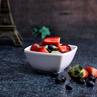 Royalford 4.0" Melamineware Square Bowl- RF9861 | Portable, Lightweight , Break-Resistant| Perfect for Breakfast, Cereal, Dessert Serving Bowl | Highly Durable Melamineware Material | Ideal for Rice, Pasta, Desserts & More (White)