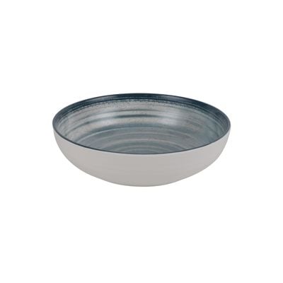 Royalford 8.0" Fine Stone Melamineware Serving Bowl- RF12374/White Bowl with Elegant Blue Print, Non-Toxic and Hygienic/ Food-Grade Material, Dishwasher Safe/ Perfect for Serving Appetizer, Snack, Dessert, Sushi, Salad, Pasta, Fish, Rice, etc.