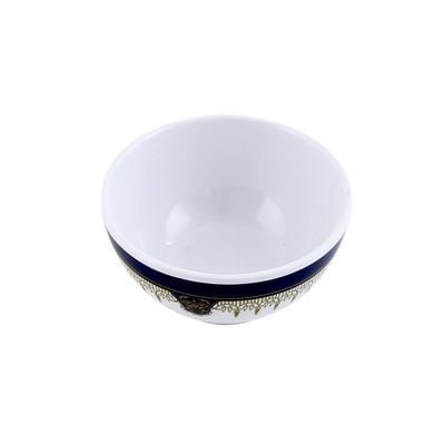 Royalford RF1080-RB3.5 3.5" Melamine Rice Bowl | Portable | Lightweight Bowl Breakfast Cereal Dessert Serving Bowl | Ideal for Rice, Pasta, Deserts, Icecream & More | White & Blue