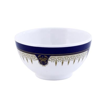 Royalford RF1080-RB3.5 3.5" Melamine Rice Bowl | Portable | Lightweight Bowl Breakfast Cereal Dessert Serving Bowl | Ideal for Rice, Pasta, Deserts, Icecream & More | White & Blue