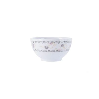 Royalford RF1080WH 3.5" White Lily Design Melamine Rice Bowl - Portable, Lightweight Bowl Breakfast Serving Bowl | Freezer Safe | Ideal for Rice, Pasta, Deserts, Ice-cream & More