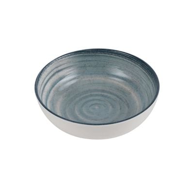 Royalford 5.9" Fine Stone Melamineware Serving Bowl- RF12375/White Bowl with Elegant Blue Print, Non-Toxic and Hygienic/ Food-Grade Material, Dishwasher Safe/ Perfect for Serving Appetizer, Snack, Dessert, Sushi, Salad, Pasta, Fish, Rice, etc.