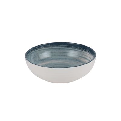 Royalford 5.9" Fine Stone Melamineware Serving Bowl- RF12375/White Bowl with Elegant Blue Print, Non-Toxic and Hygienic/ Food-Grade Material, Dishwasher Safe/ Perfect for Serving Appetizer, Snack, Dessert, Sushi, Salad, Pasta, Fish, Rice, etc.