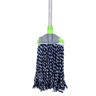 Multi Colour Cotton Mop, PVC Coated Wooden Handle, RF10100 | For All Types of Surfaces | Easy Cleaning | Faster Dehydration | Highly Absorbent | 100% Cotton Threads