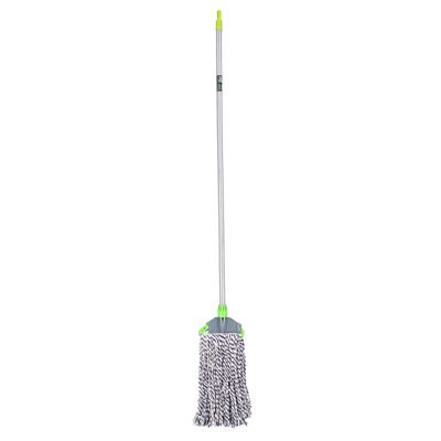 Royalford Dual Colour Cotton Mop, PVC Coated Wooden Handle, RF10101 | Super Absorbent 100% Cotton Mop for All Types of Surfaces | Faster Dehydration | Durable Mop