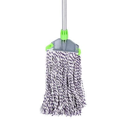 Royalford Dual Colour Cotton Mop, PVC Coated Wooden Handle, RF10101 | Super Absorbent 100% Cotton Mop for All Types of Surfaces | Faster Dehydration | Durable Mop