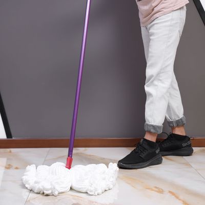 Royalford RF5827 Microfiber String Mop with Plastic Handle - Long & Durable Handle with Hanging Loop | Wide Head with Looped Threads | Ideal for Cleaning all kind of Floors Under Sofa & Beds