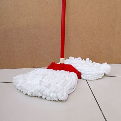 Royalford RF5827 Microfiber String Mop with Plastic Handle - Long & Durable Handle with Hanging Loop | Wide Head with Looped Threads | Ideal for Cleaning all kind of Floors Under Sofa & Beds