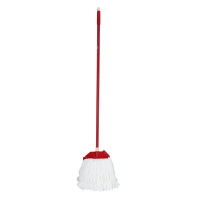 Royalford RF5827 Microfiber String Mop with Plastic Handle - Long & Durable Handle with Hanging Loop | Wide Head with Looped Threads | Ideal for Cleaning all kind of Floors Under Sofa & Beds