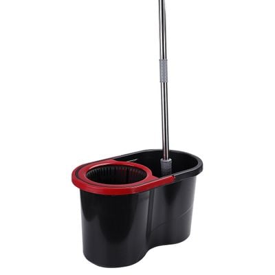 Royalford RF8559 16L Mop and Bucket Set | Micro Fibre Head | Modern Spin 360 Degree Spinning Mop Bucket Home Cleaner| Extended Easy Press Stainless Steel Handle and Easy Wring Dryer Basket for Home Kitchen Floor Cleaning (Red)