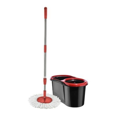 Royalford RF8559 16L Mop and Bucket Set | Micro Fibre Head | Modern Spin 360 Degree Spinning Mop Bucket Home Cleaner| Extended Easy Press Stainless Steel Handle and Easy Wring Dryer Basket for Home Kitchen Floor Cleaning (Red)