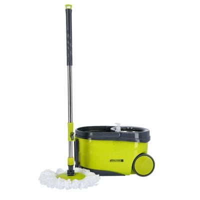 Royalford Proactive Mop- RF7721| Stainless Steel Built with Stainless Steel Handle and Adjustable Height| Equipped with a Handle and Rolling Wheels| No Spill and No Damage to the Floor| Premium-Quality Mop and Bucket with High Efficiency| Green