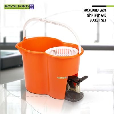 Royalford RF4238 Spin Easy Mop with Bucket Adjustable Handle | 360 Spinning Mop | Press Pedal & Dispenser Separates Clean and Dirty Water | Ideal for Marble, Tile, Wooden Floors & More