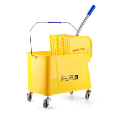 Royalford Professional Bucket Mop Wringer | 24 L | RF7722 | Cleaning Mop Bucket with Wringer and Heavy Duty Wheels, Durable Broom and Dustpan Set, Essential Cleaning Products