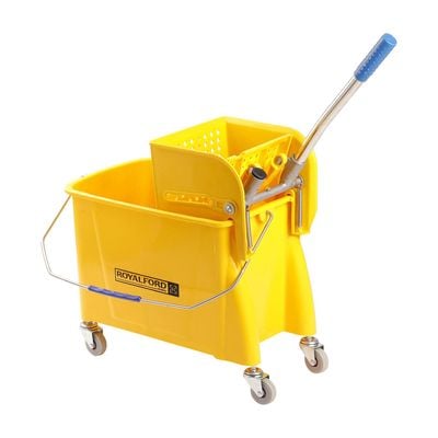 Royalford Professional Bucket Mop Wringer | 24 L | RF7722 | Cleaning Mop Bucket with Wringer and Heavy Duty Wheels, Durable Broom and Dustpan Set, Essential Cleaning Products