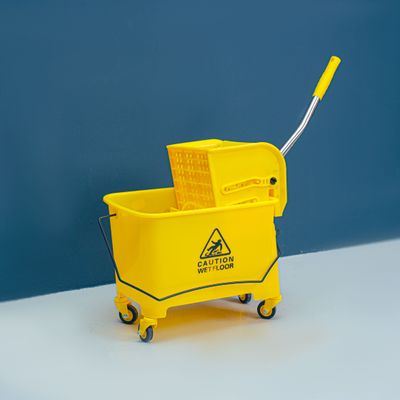 Royalford 20 l Professional Mop Wringer Trolley- RF12484/ 360-Degree Rotating Wheels, PP Body, Stainless Steel Handle/ Hands-Free, No Spill No Damage, Perfect for Home, Office, Hospitals, Schools, Public Places/ Yellow