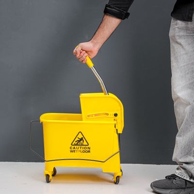 Royalford 20 l Professional Mop Wringer Trolley- RF12484/ 360-Degree Rotating Wheels, PP Body, Stainless Steel Handle/ Hands-Free, No Spill No Damage, Perfect for Home, Office, Hospitals, Schools, Public Places/ Yellow