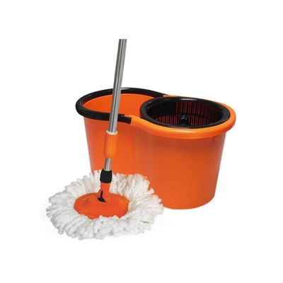 Royalford Royalbright 13 L Modern Spin Easy Mop- RF12420/ 360-Degree Rotating Mop Head, 110 cm Handle and 100% Micro Fiber/ No Spill and Damage to Floor, Perfect for Home, Office, Hospitals/ Black and Orange