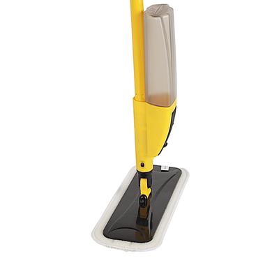 Royalford Microfiber Spray Mop- RF12262/ with Iron Handle, for Dry and Wet Cleaning, Removable and Washable Head and a Long Hand/ Refillable Sprayer Bottle, 400 ml, Integrated Water Spraying Mechanism, Suitable for Floor, Glass, Ceiling, Walls/ Black and Yellow