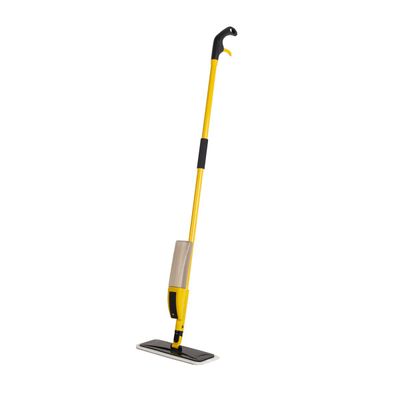 Royalford Microfiber Spray Mop- RF12262/ with Iron Handle, for Dry and Wet Cleaning, Removable and Washable Head and a Long Hand/ Refillable Sprayer Bottle, 400 ml, Integrated Water Spraying Mechanism, Suitable for Floor, Glass, Ceiling, Walls/ Black and Yellow