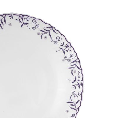 Royalford 10.5" White Opalware Dinner Plate- RF12230| Premium-Quality, Light-Weight and Food-Grade Plate with Elegant Floral Design| Perfect for Serving and Eating Main Course Meals, Dishwasher and Microwave Safe| White