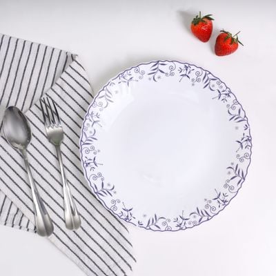 Royalford 10.5" White Opalware Dinner Plate- RF12230| Premium-Quality, Light-Weight and Food-Grade Plate with Elegant Floral Design| Perfect for Serving and Eating Main Course Meals, Dishwasher and Microwave Safe| White