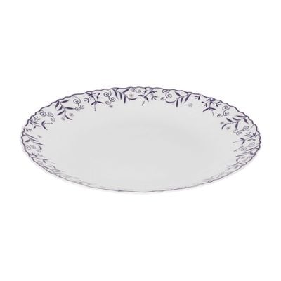 Royalford 10.5" White Opalware Dinner Plate- RF12230| Premium-Quality, Light-Weight and Food-Grade Plate with Elegant Floral Design| Perfect for Serving and Eating Main Course Meals, Dishwasher and Microwave Safe| White