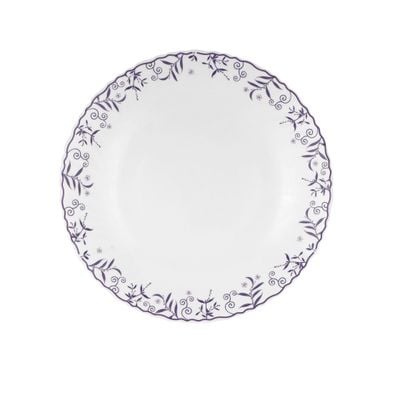 Royalford 10.5" White Opalware Dinner Plate- RF12230| Premium-Quality, Light-Weight and Food-Grade Plate with Elegant Floral Design| Perfect for Serving and Eating Main Course Meals, Dishwasher and Microwave Safe| White