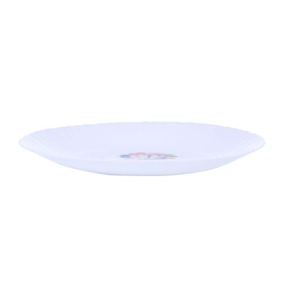 Royalford RF4525 10.5" Opal Ware Spin Dinner Plate - Soup Deep Plate Pasta Plate |Plate with Playful Classic Decoration, Dishwasher Safe | Ideal for Soup, Deserts, Ice Cream & More